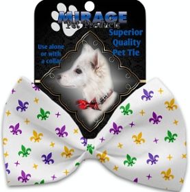 Confetti Fleur de Lis Mardi Gras Pet Bow Tie