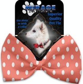 Peach Polka Dots Pet Bow Tie