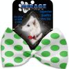 White and Green Dotted Pet Bow Tie