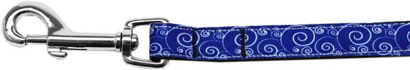 Blue and White Swirly Nylon Ribbon Pet Leash 5/8 inch wide 4Ft Lsh