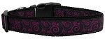 Pink and Black Swirly Nylon Ribbon Dog Collars Large