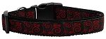 Red and Black Swirly Nylon Ribbon Dog Collars Large