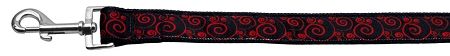 Red and Black Swirly Nylon Ribbon Dog Collars 1 wide 6ft Leash