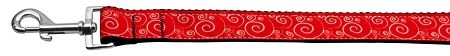 Red and White Swirly Nylon Ribbon Dog Collars 1 wide 6ft Leash