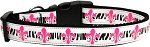 Pink Fleur de Lis Ribbon Dog Collars Large