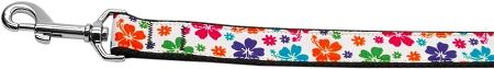 Multi-Colored Hawaiian Hibiscus Nylon Dog Leashes 6 Foot Leash