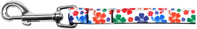 Multi-Colored Hawaiian Hibiscus Nylon Ribbon Pet Leash 5/8 inch wide 4Ft Lsh