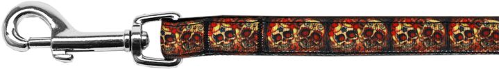 Skull Crossed Lovers Nylon Ribbon Pet Leash 5/8 inch wide 6Ft Lsh