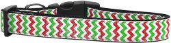 Christmas Sparkle Chevron Nylon Dog Collars Medium