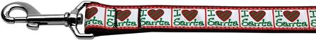 I Heart Santa Nylon Dog Leash 5/8 inch wide 4ft Long