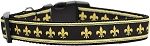 Black and Gold Fleur de Lis Nylon Dog Collars Large