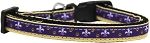 Purple and Yellow Fleur de Lis Nylon Ribbon Dog Collar Sm