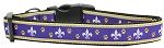 Purple and Yellow Fleur de Lis Nylon Dog Collars Medium