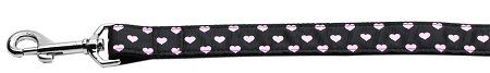 Pink and Black Dotty Hearts Nylon Dog Leash 3/8 inch wide 4ft Long