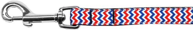 Patriotic Chevrons Nylon Ribbon Pet Leash 5/8 inch wide 6Ft Lsh