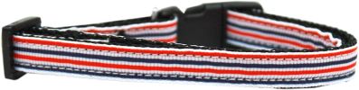 Patriotic Stripes Nylon Ribbon Dog Collar XS