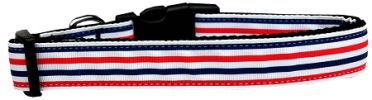 Patriotic Stripes Nylon Dog Collar Large