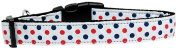 Patriotic Polka Dots Nylon Dog Collar Large