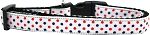 Patriotic Polka Dots Nylon Ribbon Dog Collar Medium Narrow