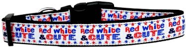 Red, White, and Cute! Nylon Dog Collar Large