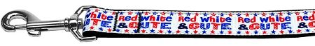 Red, White, and Cute! Nylon Dog Leash 3/8 inch wide 4ft Long