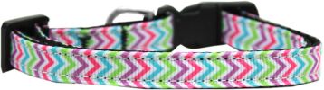 Summer Chevrons Nylon Ribbon Dog Collar Sm