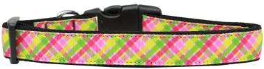 Lemondrop Plaid Nylon Dog Collar Large