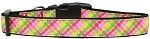 Lemondrop Plaid Nylon Dog Collar Large