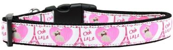 Oh La La Paris Nylon Dog Collar Medium