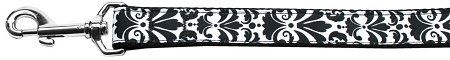 Damask Black Nylon Dog Leash 3/8 inch wide 4ft Long