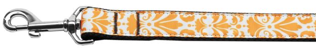 Damask Orange Nylon Dog Leash 3/8 inch wide 4ft Long