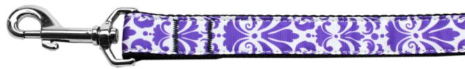 Damask Purple Nylon Dog Leash 3/8 inch wide 4ft Long