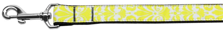 Damask Yellow Nylon Dog Leash 3/8 inch wide 4ft Long