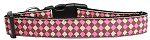 Pink Checkers Nylon Dog Collar Large