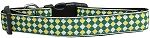 Green Checkers Nylon Dog Collar Medium