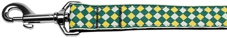 Green Checkers Nylon Dog Leash 1 wide 6ft Lsh