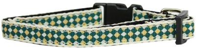 Green Checkers Nylon Dog Collar Sm