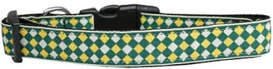 Green Checkers Nylon Dog Collar Large