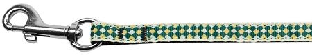 Green Checkers Nylon Dog Leash 3/8 wide 4Ft Lsh