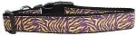 Purple and Yellow Tiger Stripes Nylon Dog Collar Large