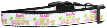 Santa Loves Me Best Nylon Dog Collar Large