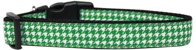 Emerald Green Houndstooth Nylon Dog Collar Large