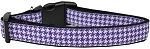 Purple Houndstooth Nylon Dog Collar Large