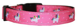 Pink Unicorn Nylon Dog Collar XL