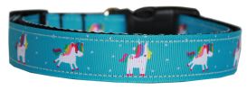 Blue Unicorn Nylon Dog Collar XL