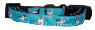 Blue Unicorn Nylon Dog Collar SM