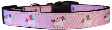 Mauve Unicorns Nylon Dog Collar MD