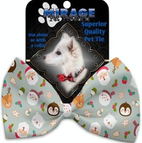 Gray Christmas Party Pet Bow Tie