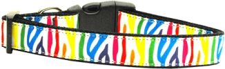 Zebra Rainbow Nylon Dog Collar XL