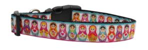 Pretty Nesting Dolls Nylon Dog Collar XL